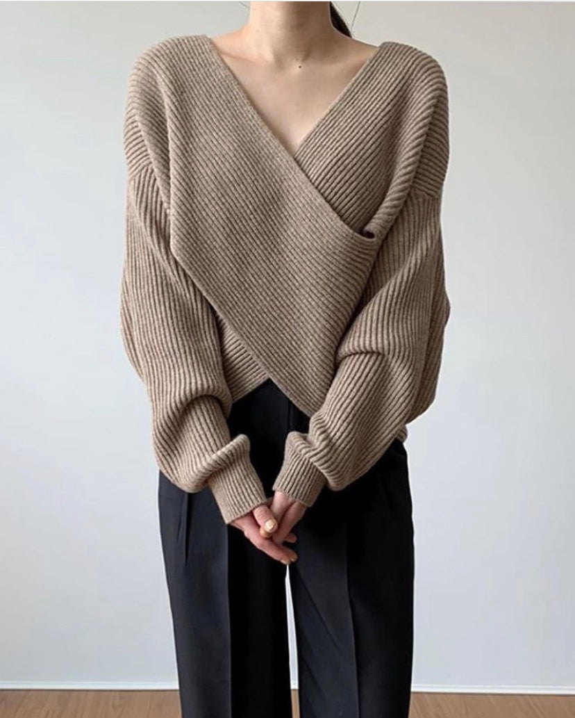 Siyaje | Pull en tricot croisé chic