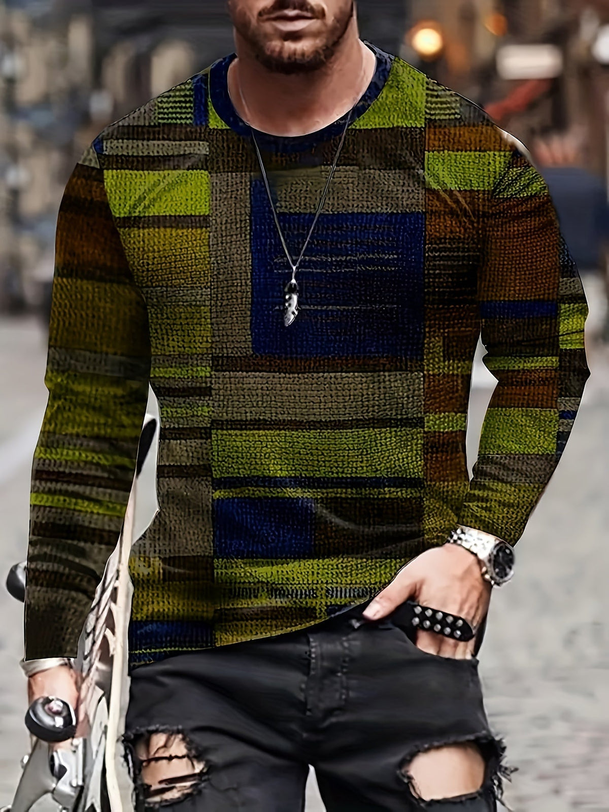 Siyaje | T-shirt à manches longues avec motif color block