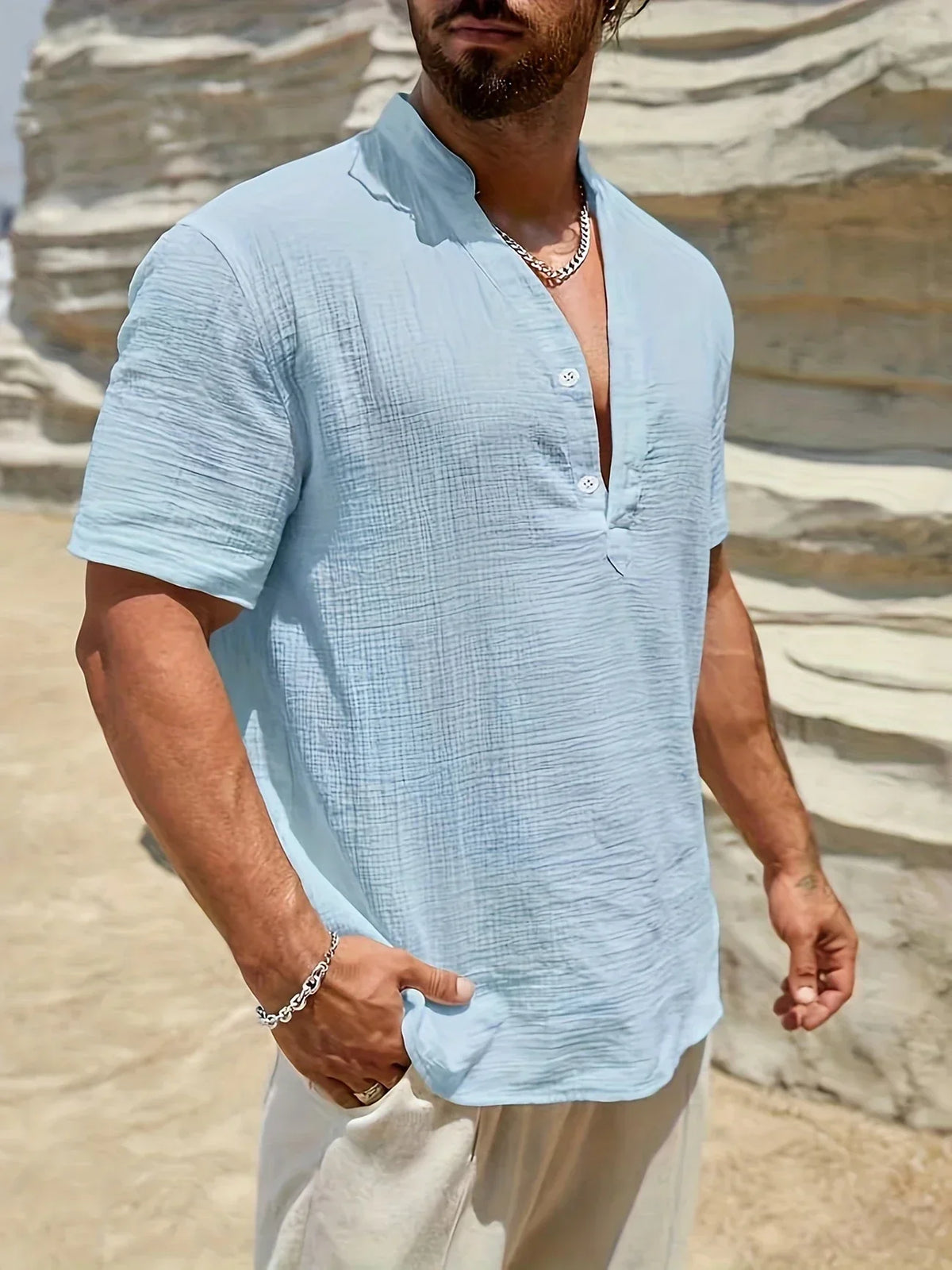 Siyaje | Chemise d’été élégante à col montant