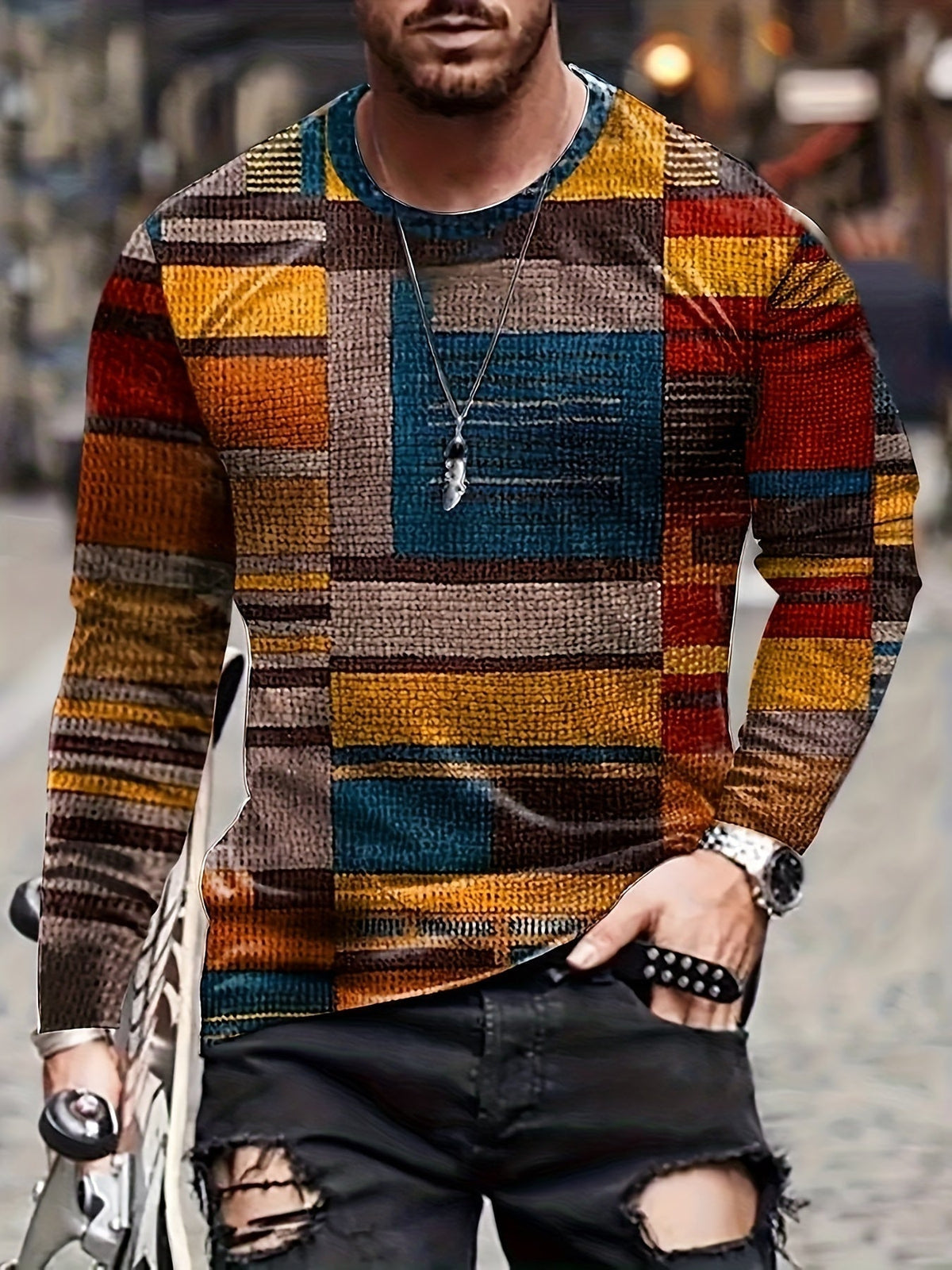 Siyaje | T-shirt à manches longues avec motif color block