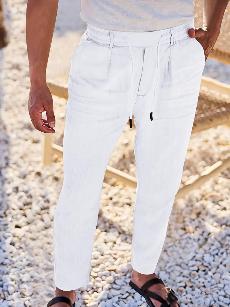 Siyaje | Pantalon ample en lin avec cordon de serrage