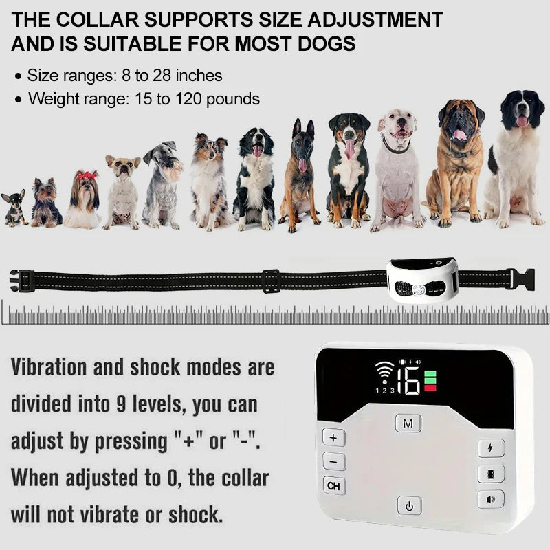 Clôture Sans Fil & Collier de Dressage 2-en-1 - Étanche & Rechargeable