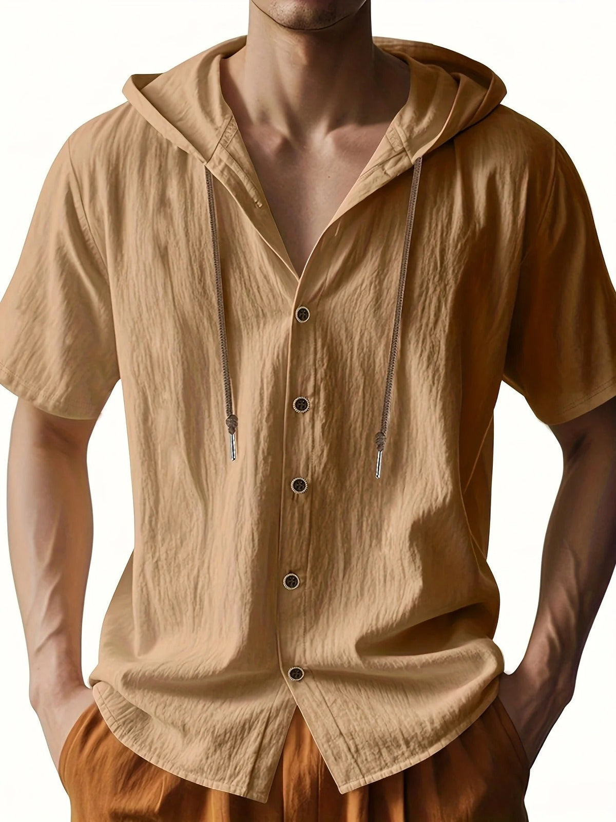 Siyaje | Chemise légère en lin à manches courtes avec capuche