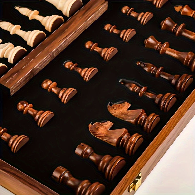 Jeu d'échecs en bois EchelonMaster | Échiquier artisanal en noyer avec pièces de jeu haut de gamme