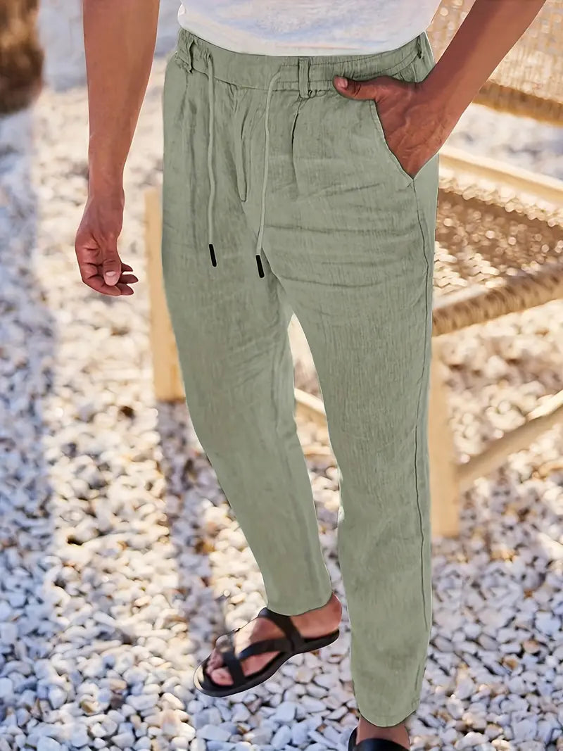 Siyaje | Pantalon ample en lin avec cordon de serrage
