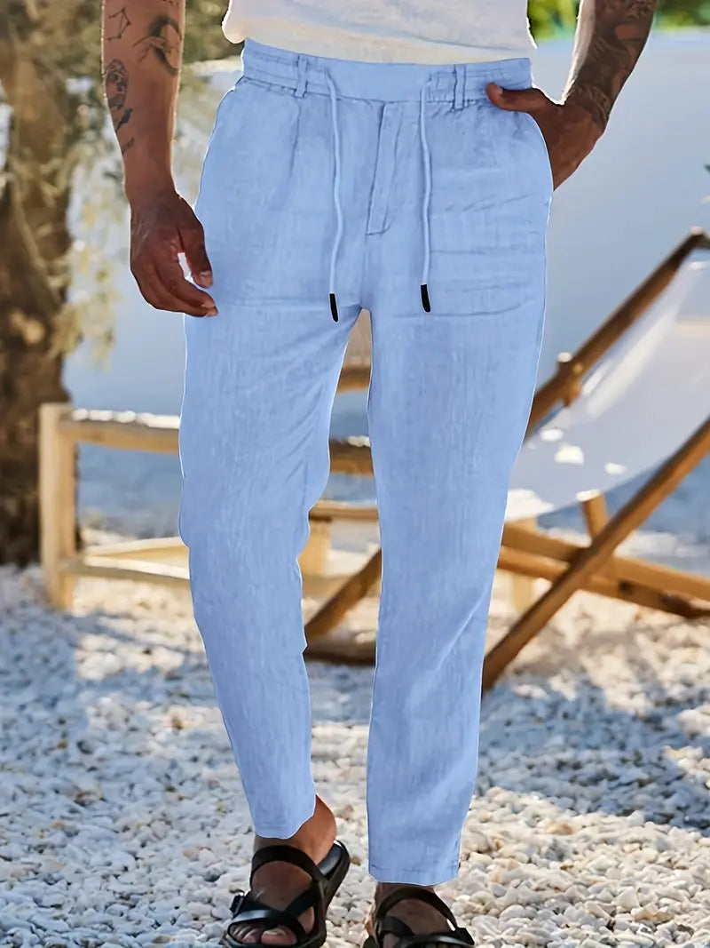 Siyaje | Pantalon ample en lin avec cordon de serrage