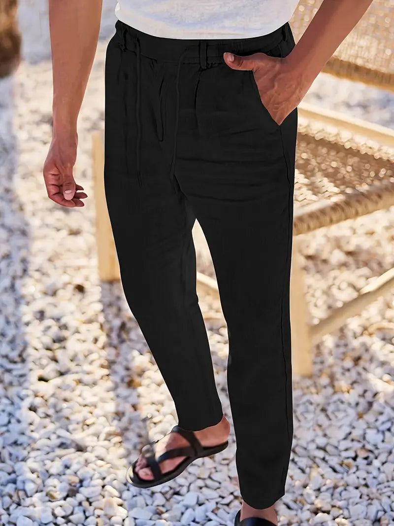 Siyaje | Pantalon ample en lin avec cordon de serrage