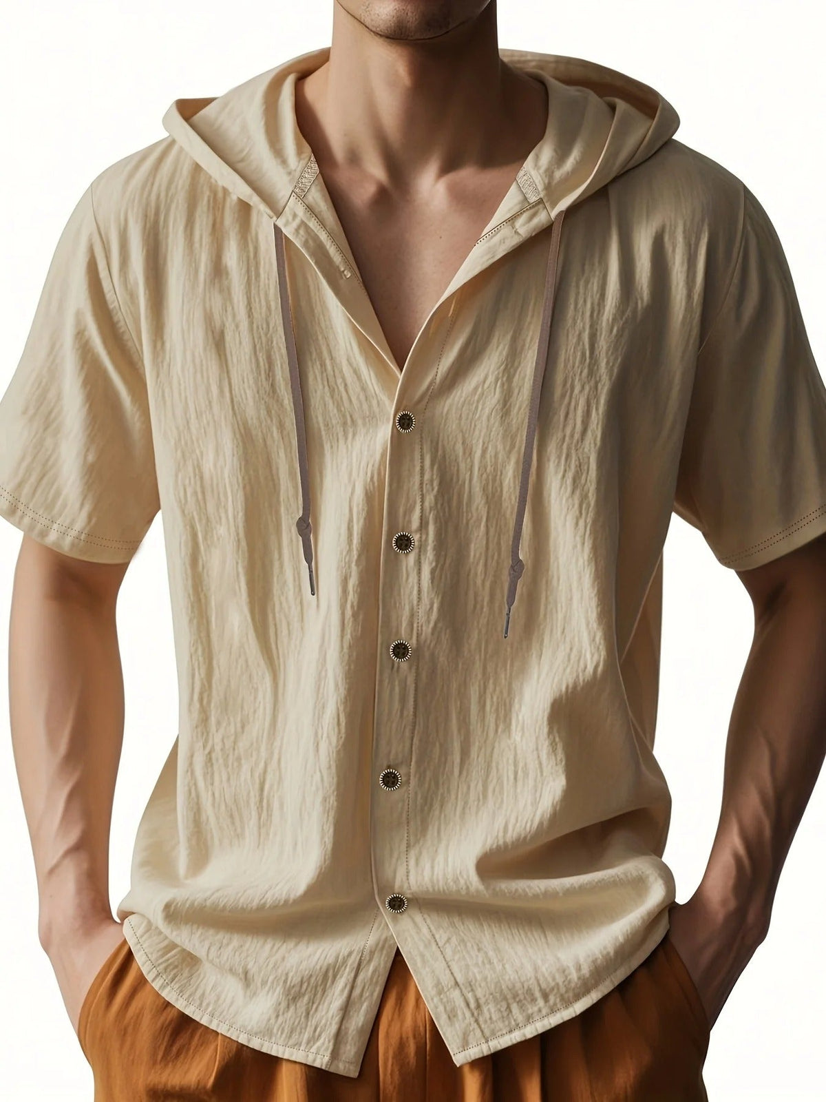 Siyaje | Chemise légère en lin à manches courtes avec capuche