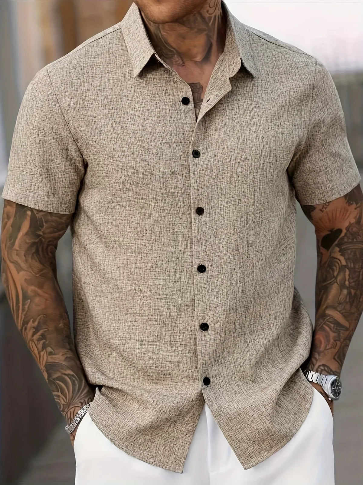 Siyaje | Chemise légère à manches courtes en mélange de lin
