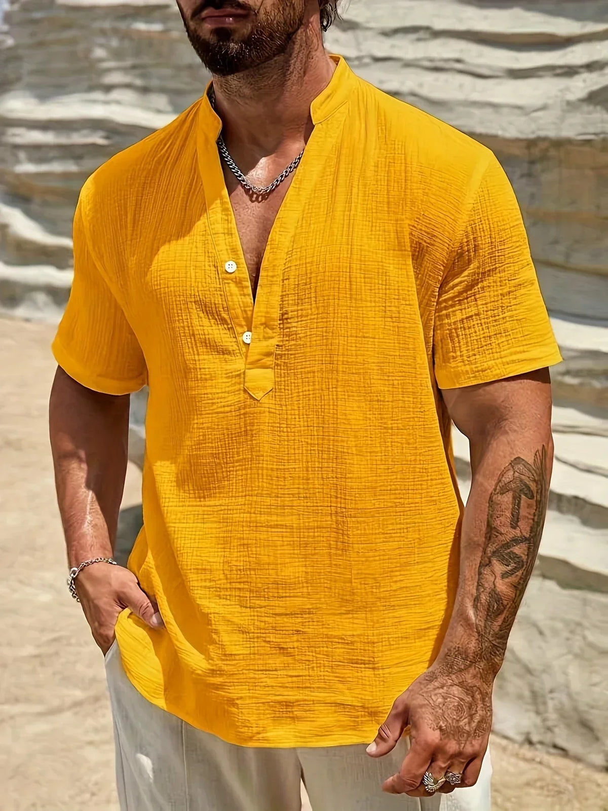 Siyaje | Chemise d’été élégante à col montant