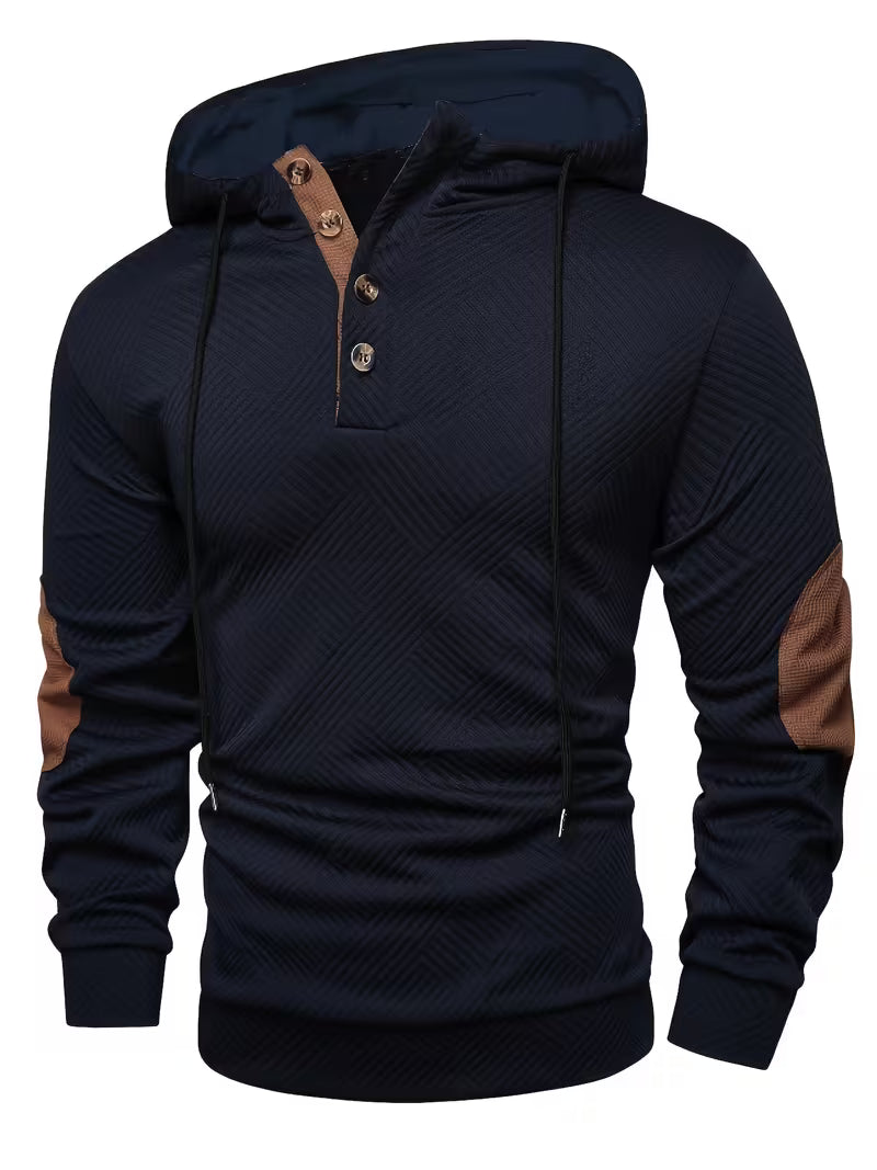 Siyaje | Sweat à capuche texturé avec empiècements contrastés aux coudes