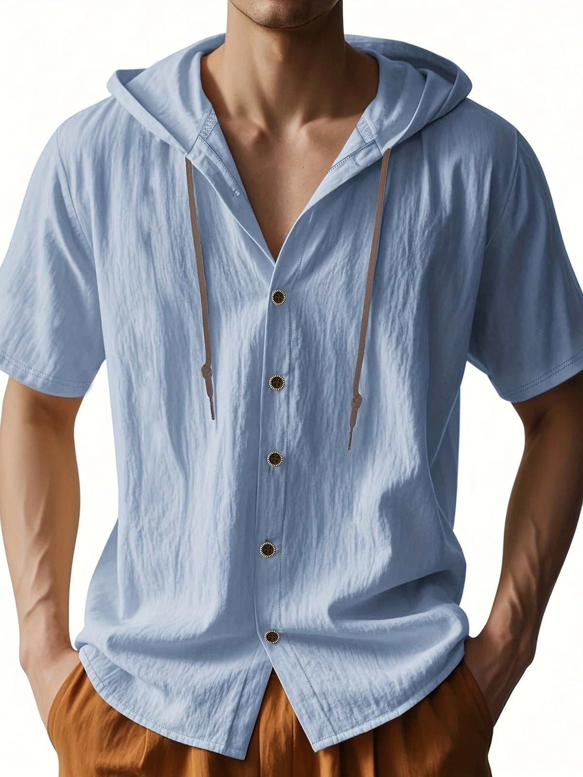 Siyaje | Chemise légère en lin à manches courtes avec capuche