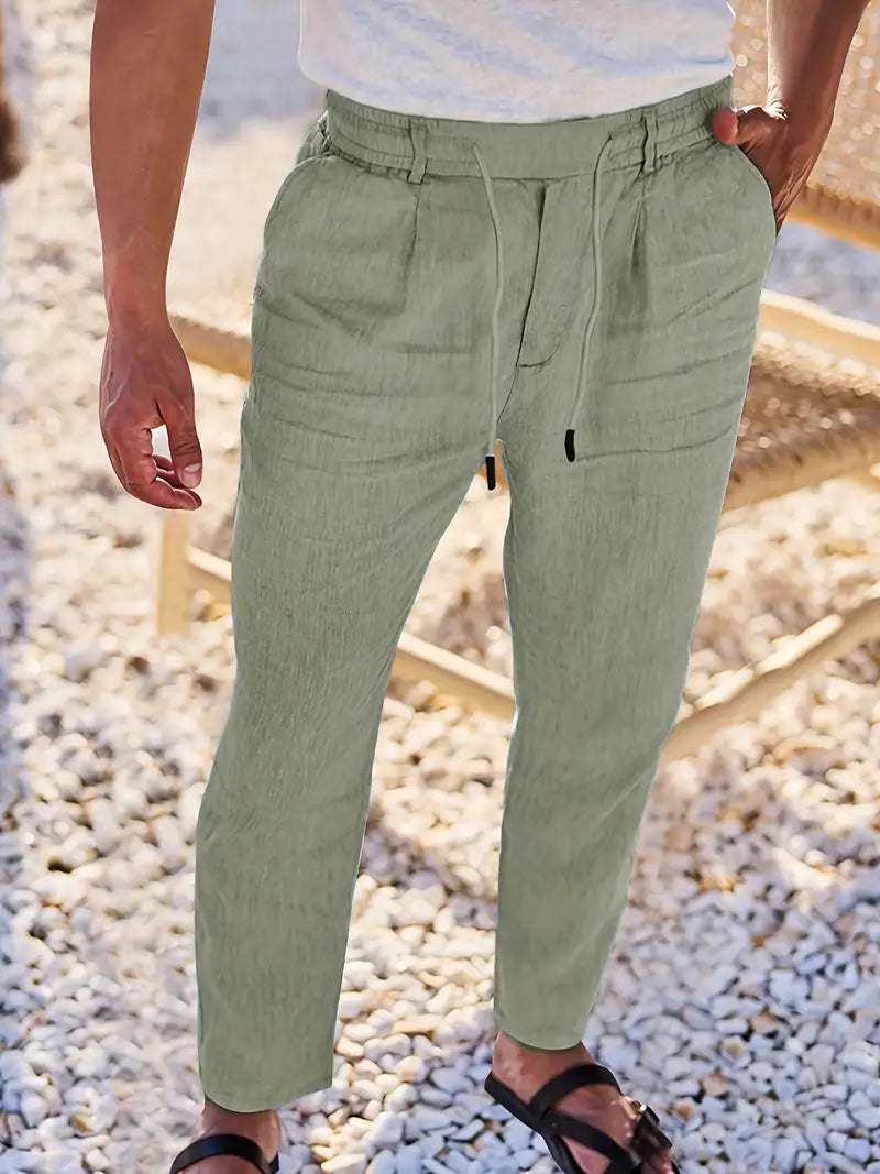 Siyaje | Pantalon ample en lin avec cordon de serrage