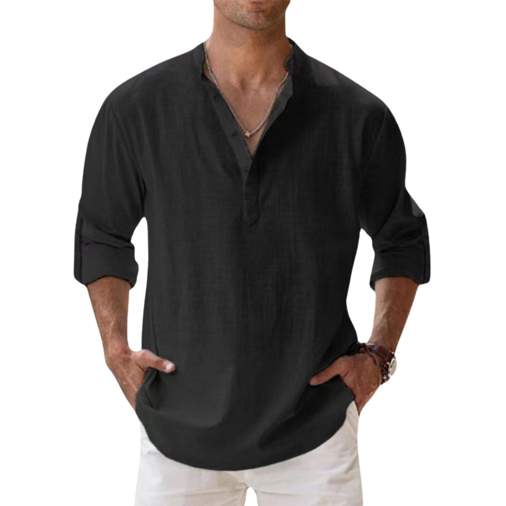 Siyaje | Chemise Henley en coton effet lin