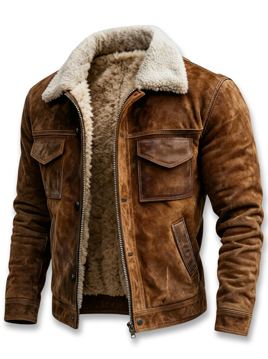 Siyaje | Veste en cuir avec doublure en sherpa