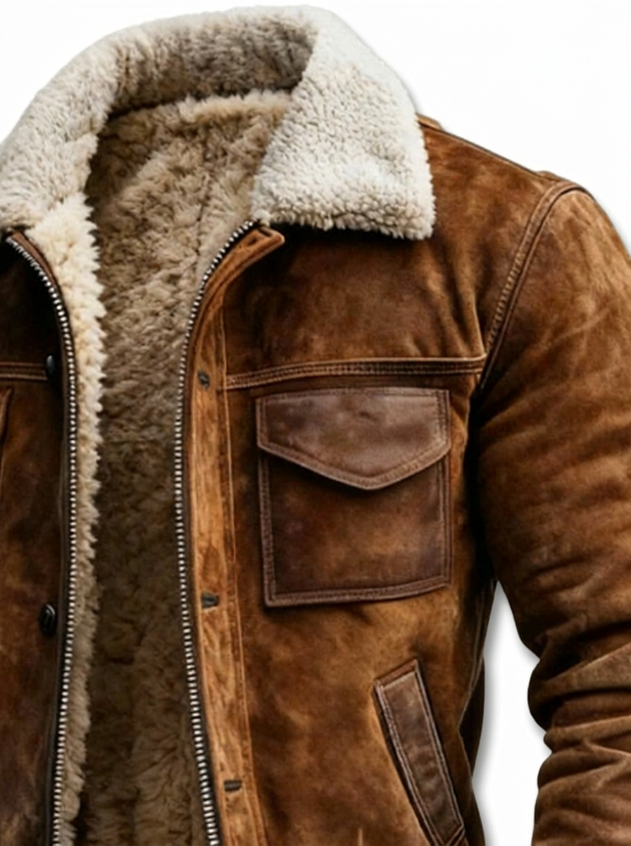 Siyaje | Veste en cuir avec doublure en sherpa