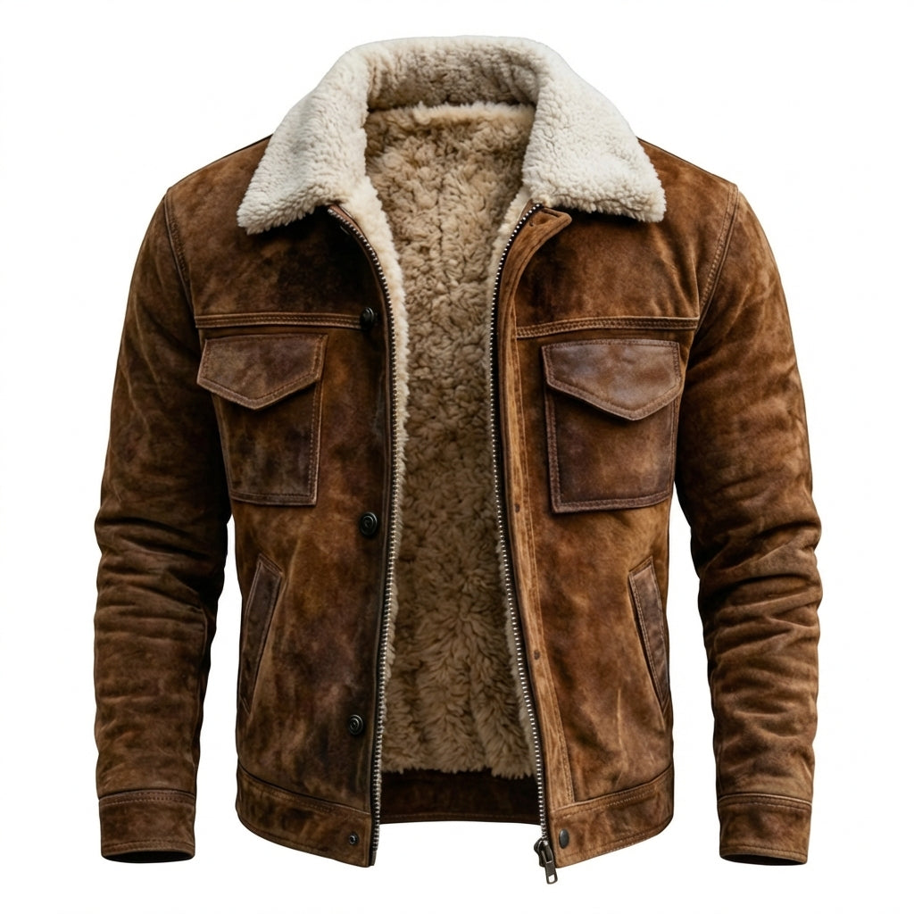 Siyaje | Veste en cuir avec doublure en sherpa