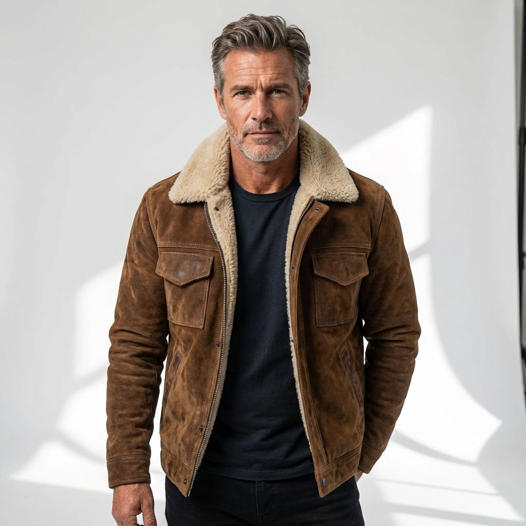 Siyaje | Veste en cuir avec doublure en sherpa
