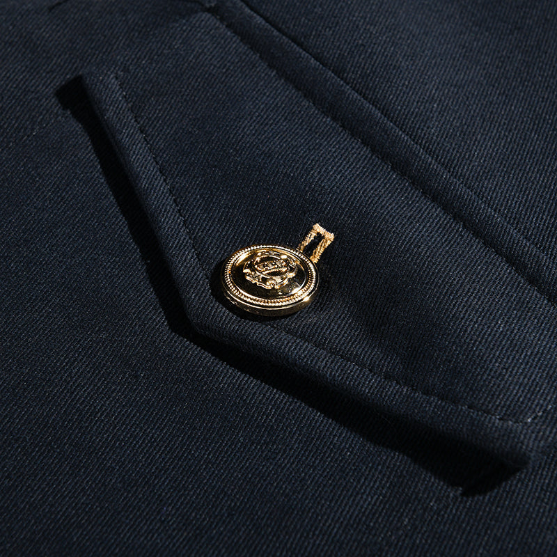 Siyaje | Veste vintage décontractée à col montant et boutons pour homme
