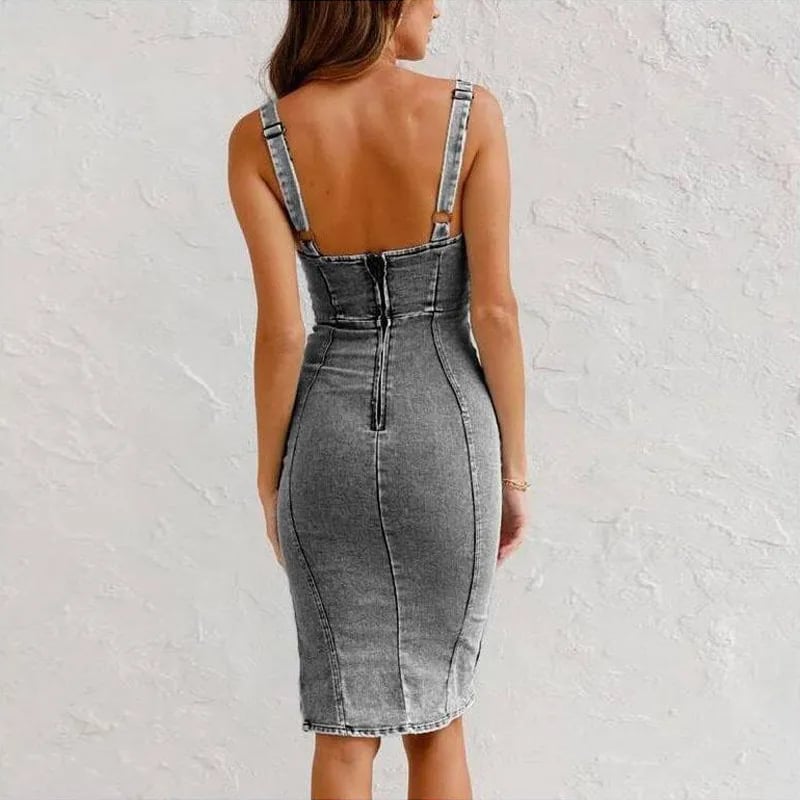 Siyaje | Robe Camisole Moulante en Denim